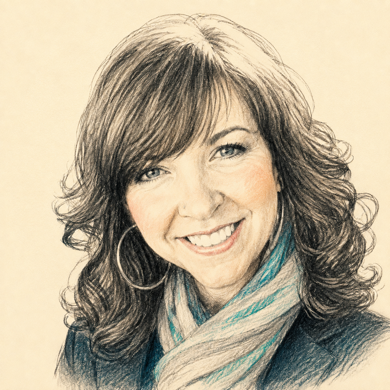 Pencil portrait of Kim Trobee
